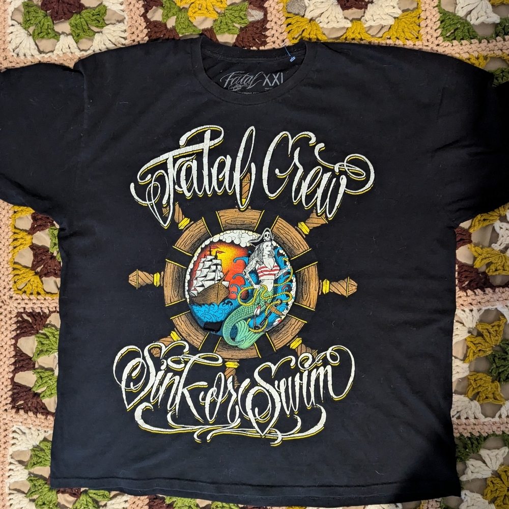 Fatal Crew Clothing Streetwear XXL "Sink or Swim" Graffiti Nautical Tattoo